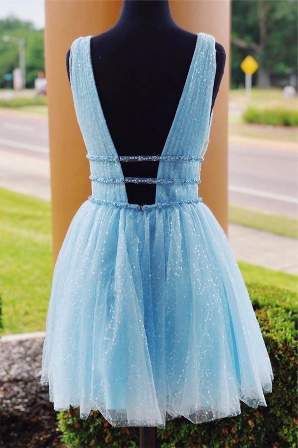 V-Neck Sparkling Beading Short Prom Dress Homecoming Dress