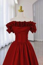 Strapless Satin Long Prom Dress, A-Line Evening Party Dress