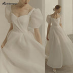 NumberSea Wedding Dress Puffy Short Sleeve Bride Dress Beach Princess