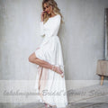 NumberSea Wedding Dress Satin V-Back Sexy High Low Bridal A-line