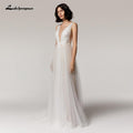 NumberSea Wedding Dress V-Neck Lace Appliques Princess Tulle