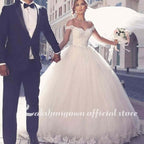 NumberSea Wedding Dresses with Lace Sweep Train Ball Gown