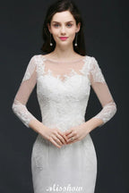 White Lace Mermaid Jewel Wedding Dress