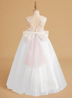 Dream Princess Sleeveless Detachable Train Flower Girl Dress