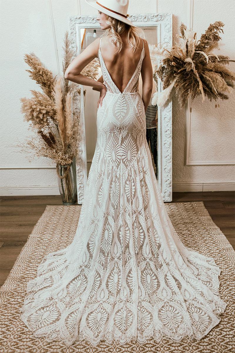 Numbersea Willowby Bohemian Lace Wedding Dress Real Photo