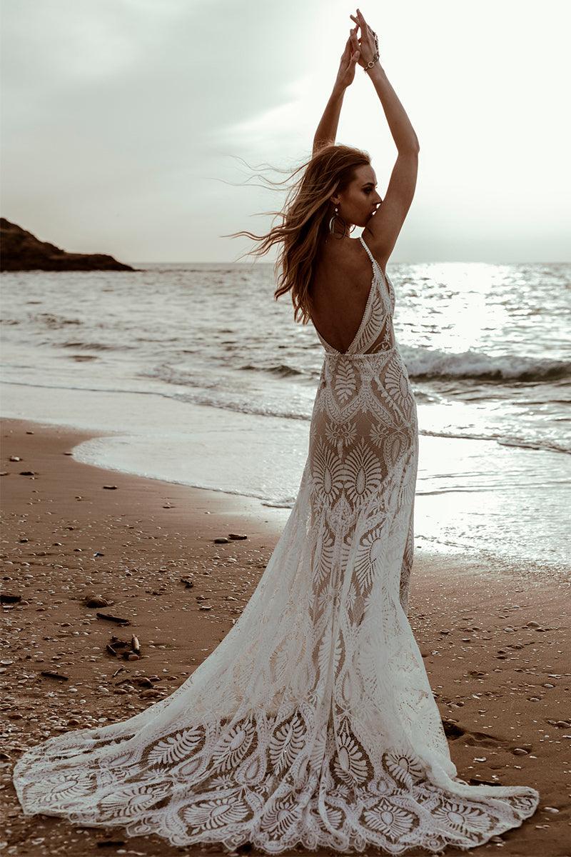 Numbersea Willowby Bohemian Lace Wedding Dress Real Photo