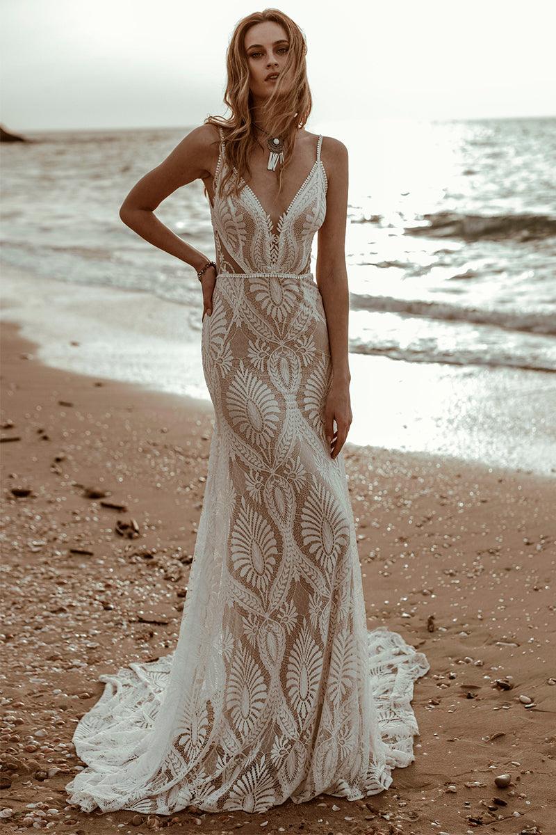 Numbersea Willowby Bohemian Lace Wedding Dress Real Photo