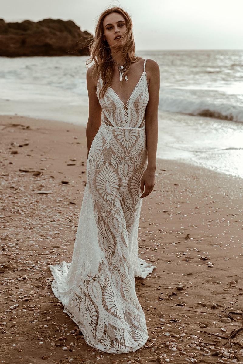 Numbersea Willowby Bohemian Lace Wedding Dress Real Photo