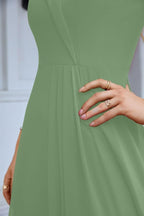 Women's thin strap off the shoulder bridesmaid mopping the floor evening dress 28093