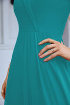 Women's thin strap off the shoulder bridesmaid mopping the floor evening dress 28093