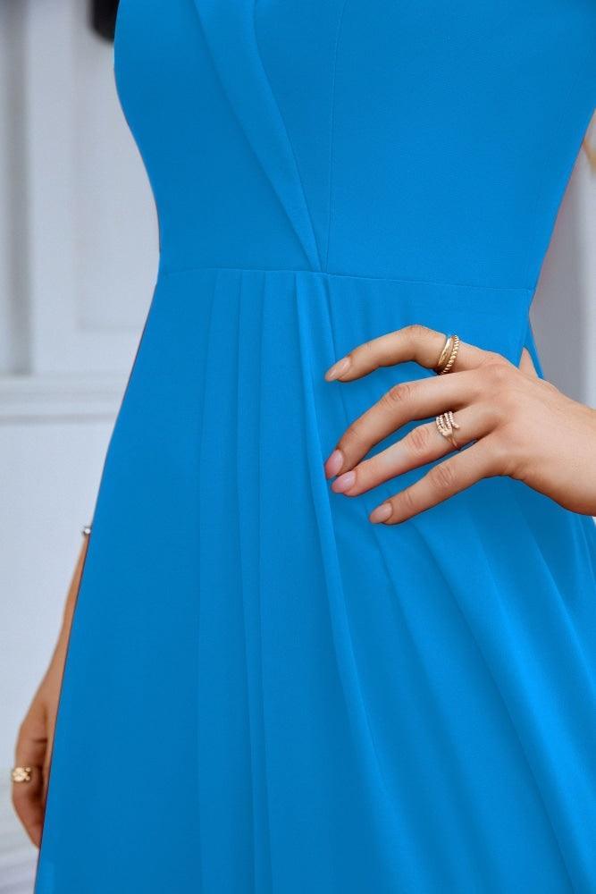 Women's thin strap off the shoulder bridesmaid mopping the floor evening dress 28093