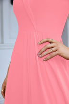 Women's thin strap off the shoulder bridesmaid mopping the floor evening dress 28093