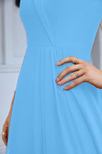 Women's thin strap off the shoulder bridesmaid mopping the floor evening dress 28093