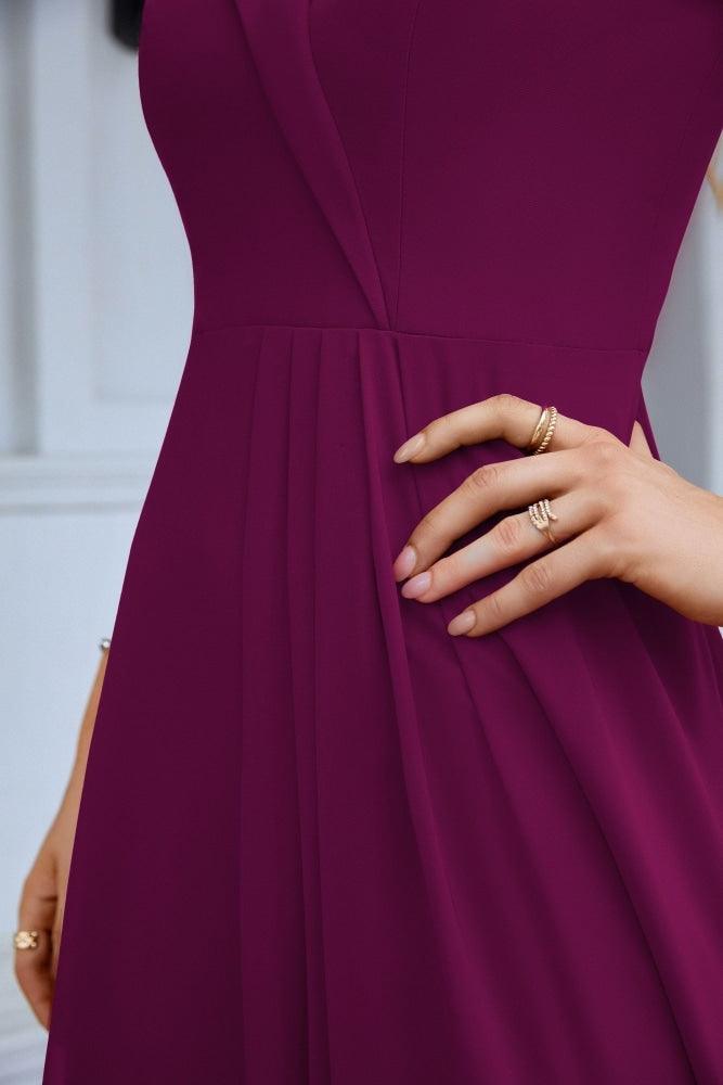 Women's thin strap off the shoulder bridesmaid mopping the floor evening dress 28093