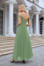 Women's thin strap off the shoulder bridesmaid mopping the floor evening dress 28093
