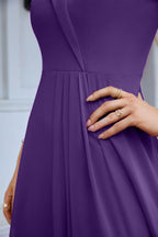Women's thin strap off the shoulder bridesmaid mopping the floor evening dress 28093