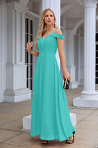 Women's thin strap off the shoulder bridesmaid mopping the floor evening dress 28093