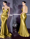 Mermaid / Trumpet Evening Gown Elegant Dress Engagement Formal Evening Sweep / Brush Train Sleeveless Spaghetti Strap Satin with Cross Ruched